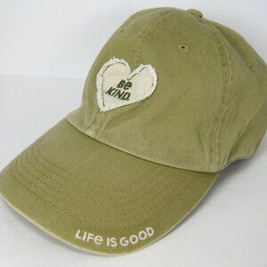 Life Is Good Baseball Cap Hat Sage Green Be Kind Heart Patch Adjustable Woman's